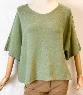 Ponchotröja - Rundhals - Ljus Kaki