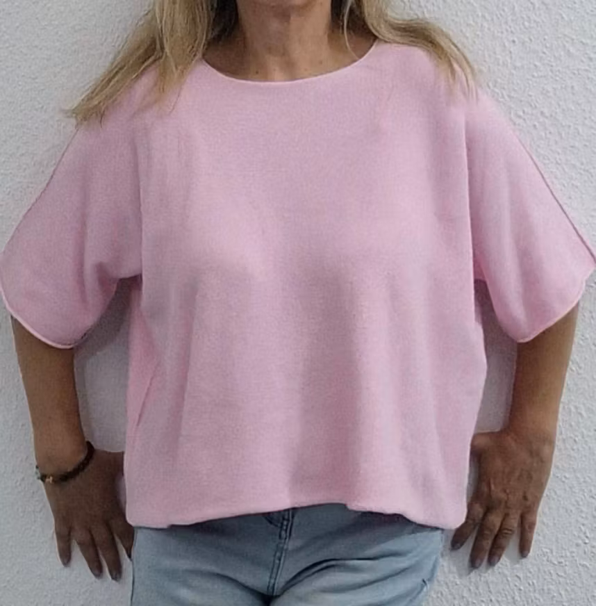 Ponchotröja - Rundhals - Rosa