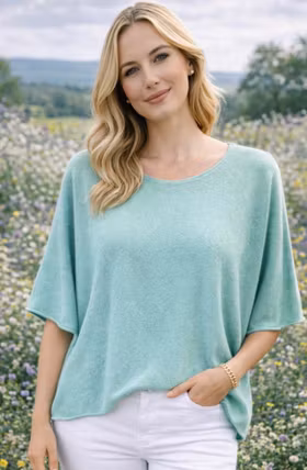 Ponchotröja - Rundhals - Mint