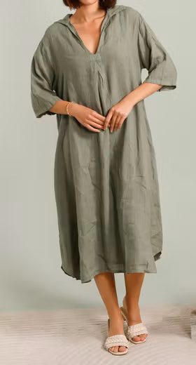 Linneklänning - Ida - Kaki