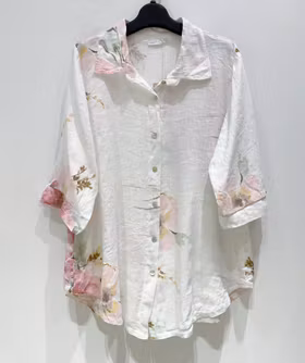 Linneskjorta - Boel  - Vit