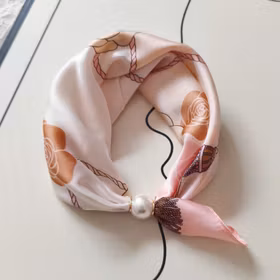 Scarf med pärla - Alma -Rosa