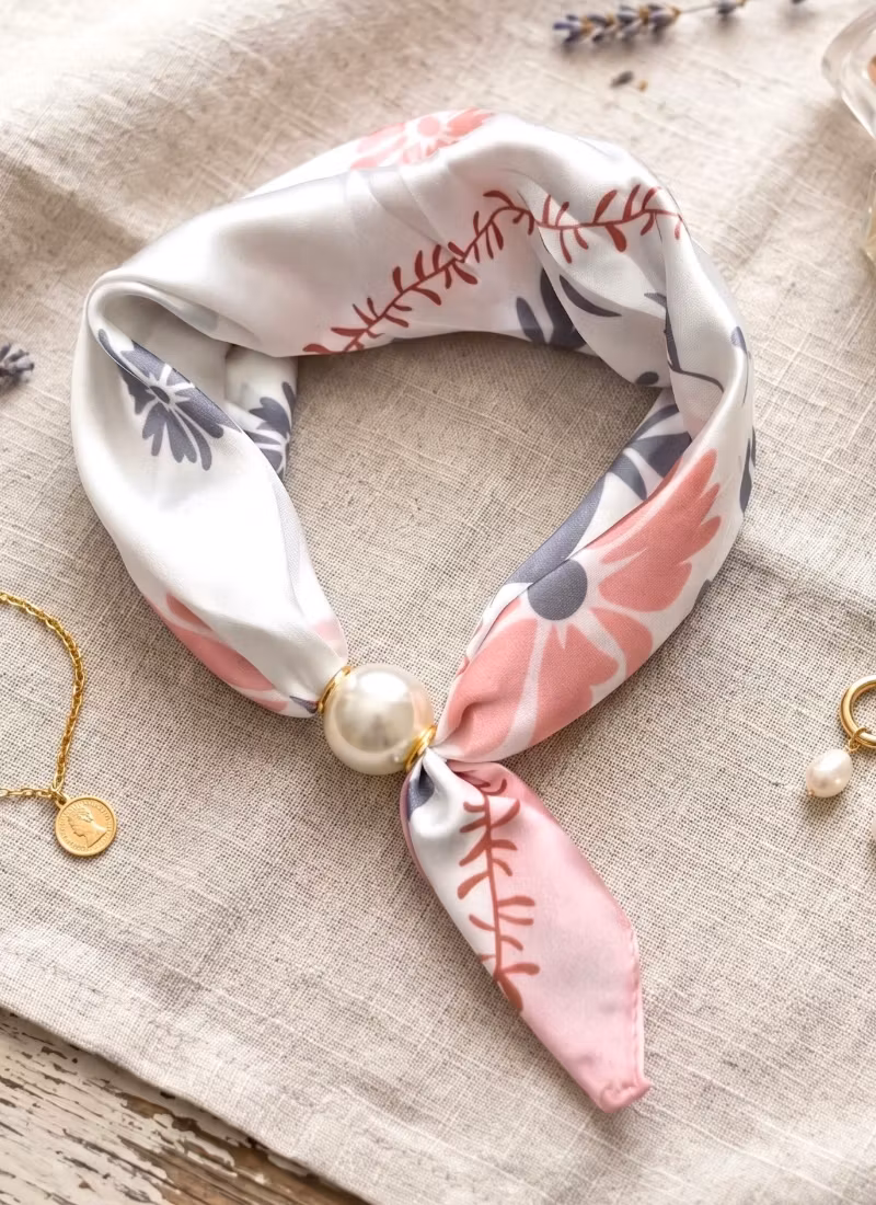 Scarf med pärla - Siri - Rosa