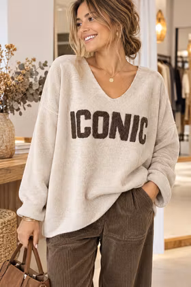 Tröja - Velours Iconic - Beige