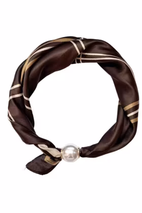 Scarf med pärla - Elli - Choklad