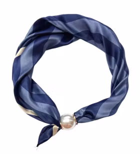 Scarf med pärla - Evelina - Blå
