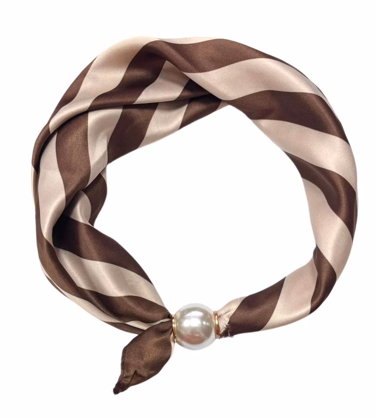 Scarf med pärla - Evelina - Taupe