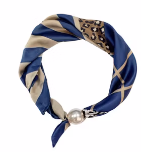 Scarf med pärla - Ebba - Blå