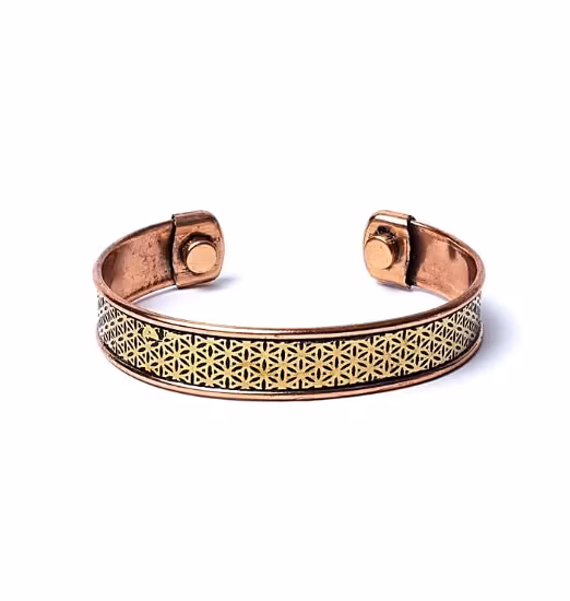 Kopia Armband i koppar med Livets Blomma, magnetiskt