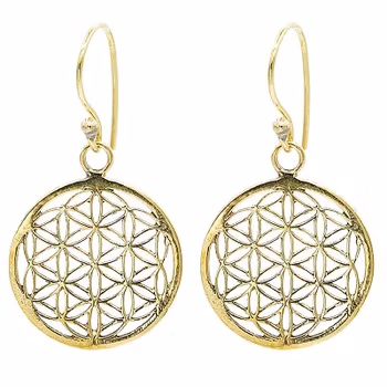 Örhängen livets blomma i mässing