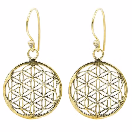 Örhängen livets blomma i mässing