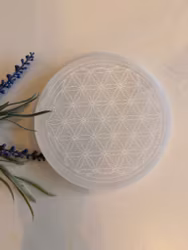 Selenit - Vit Laddningsplatta Livets  blomma