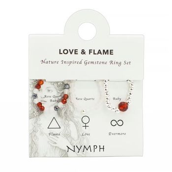 Nymph Spirit Ringset med Ädelstenar - Kärlek & Flamma