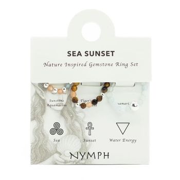Nymph Spirit Ringset med Ädelstenar – Havssolnedgång