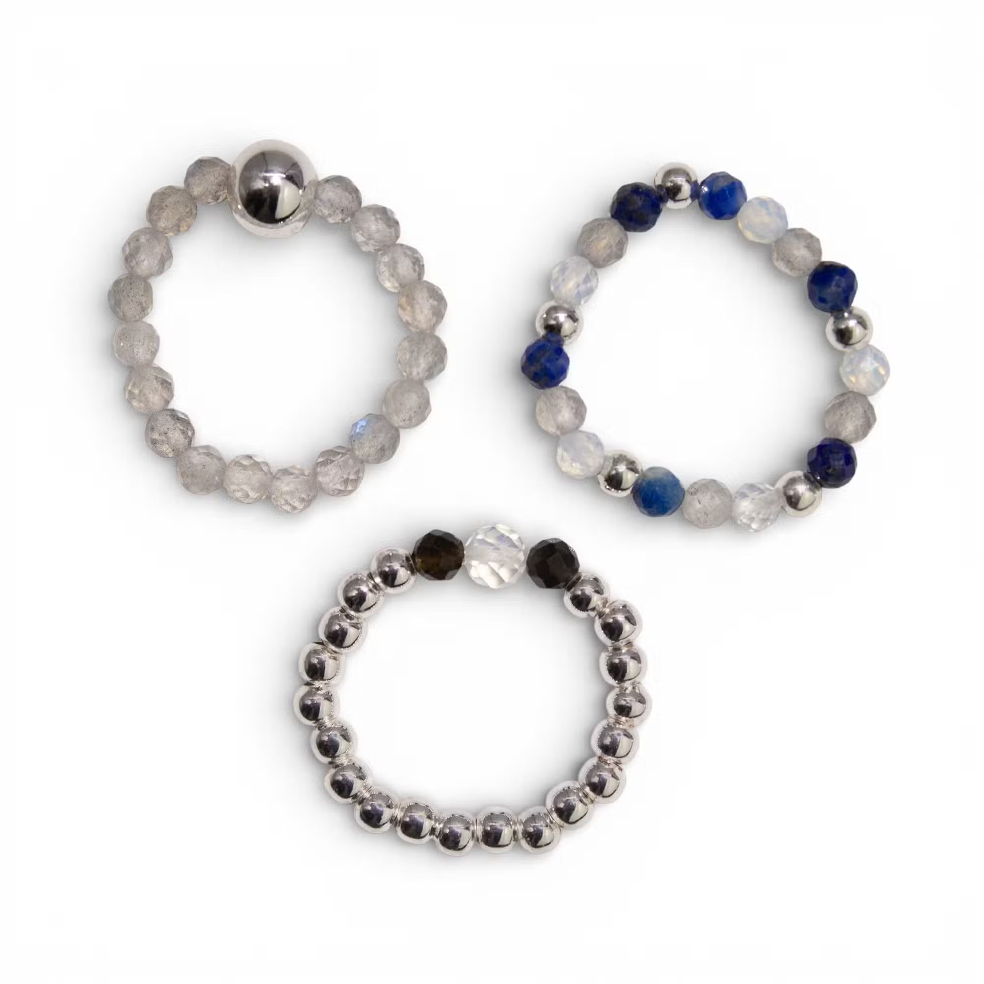 Nymph Spirit Ringset med Ädelstenar – Norrsken