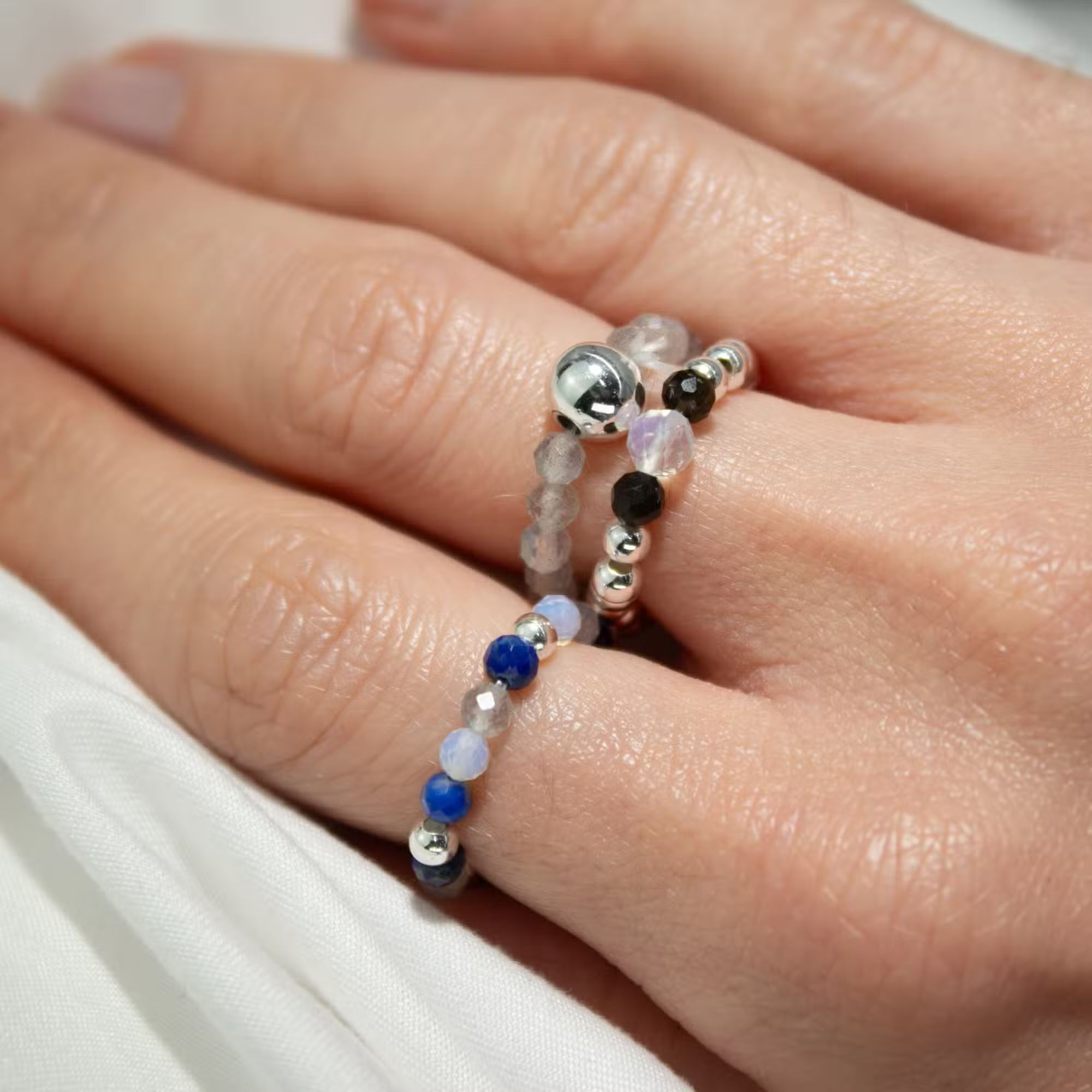 Nymph Spirit Ringset med Ädelstenar – Norrsken