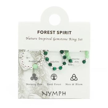 Nymph Spirit Ringset med Ädelstenar – Skogens Ande