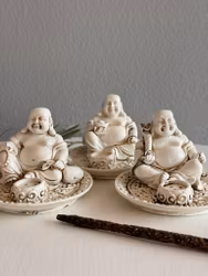 Rökelsehållare Happy Buddha Vit