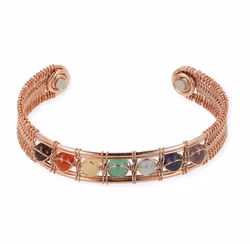 Armband i koppar med chakrastenar, magnetiskt