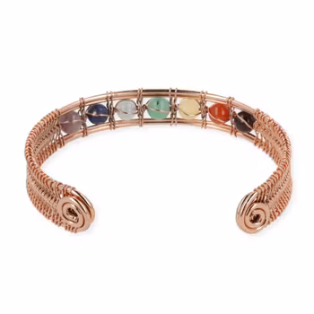 Armband i koppar med chakrastenar, magnetiskt