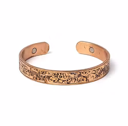 Armband i koppar med lövmotiv, magnetiskt