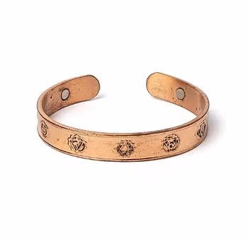 Armband i koppar med chakrasymboler, magnetiskt