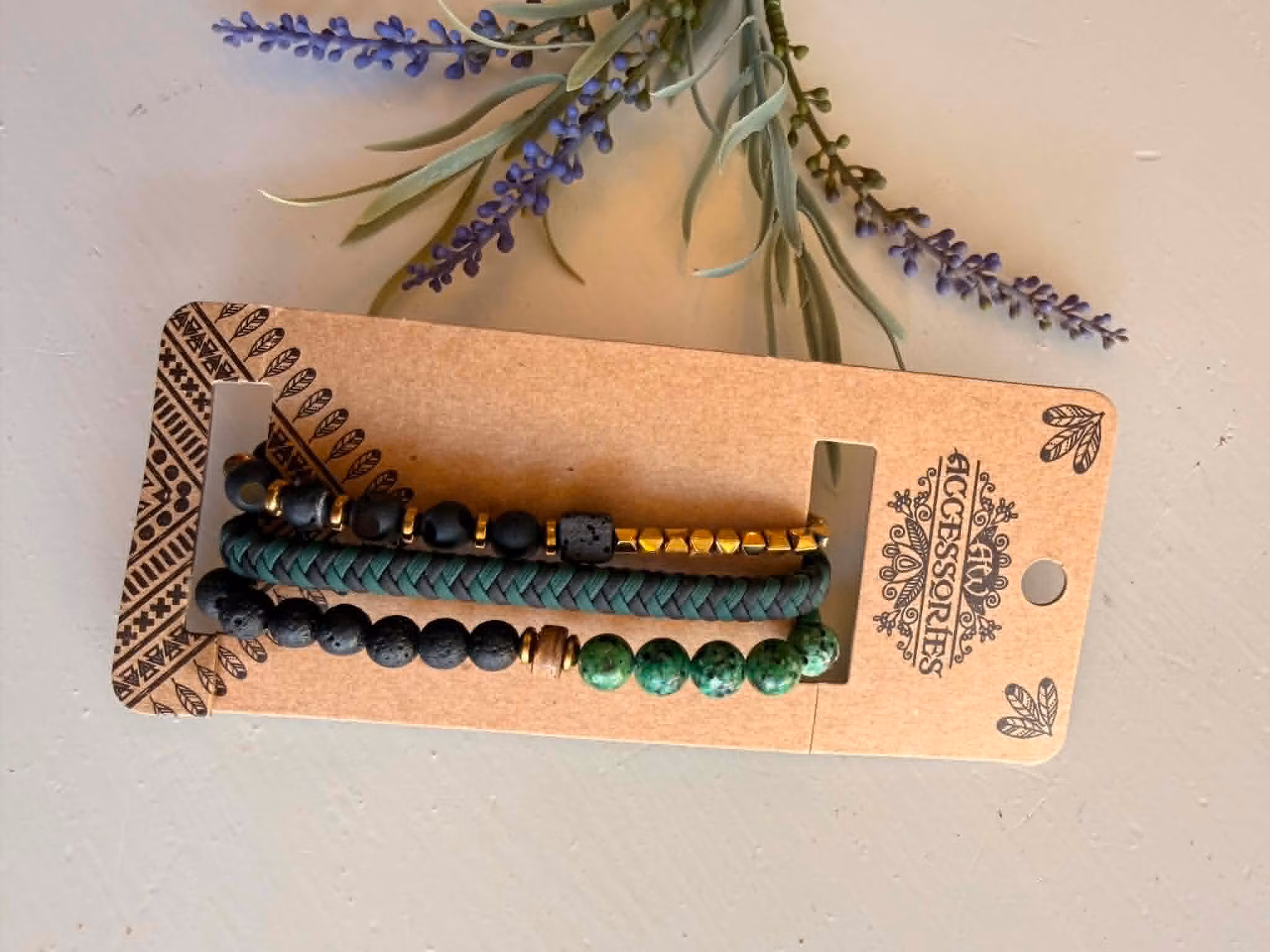 Armbandsset för män – grön