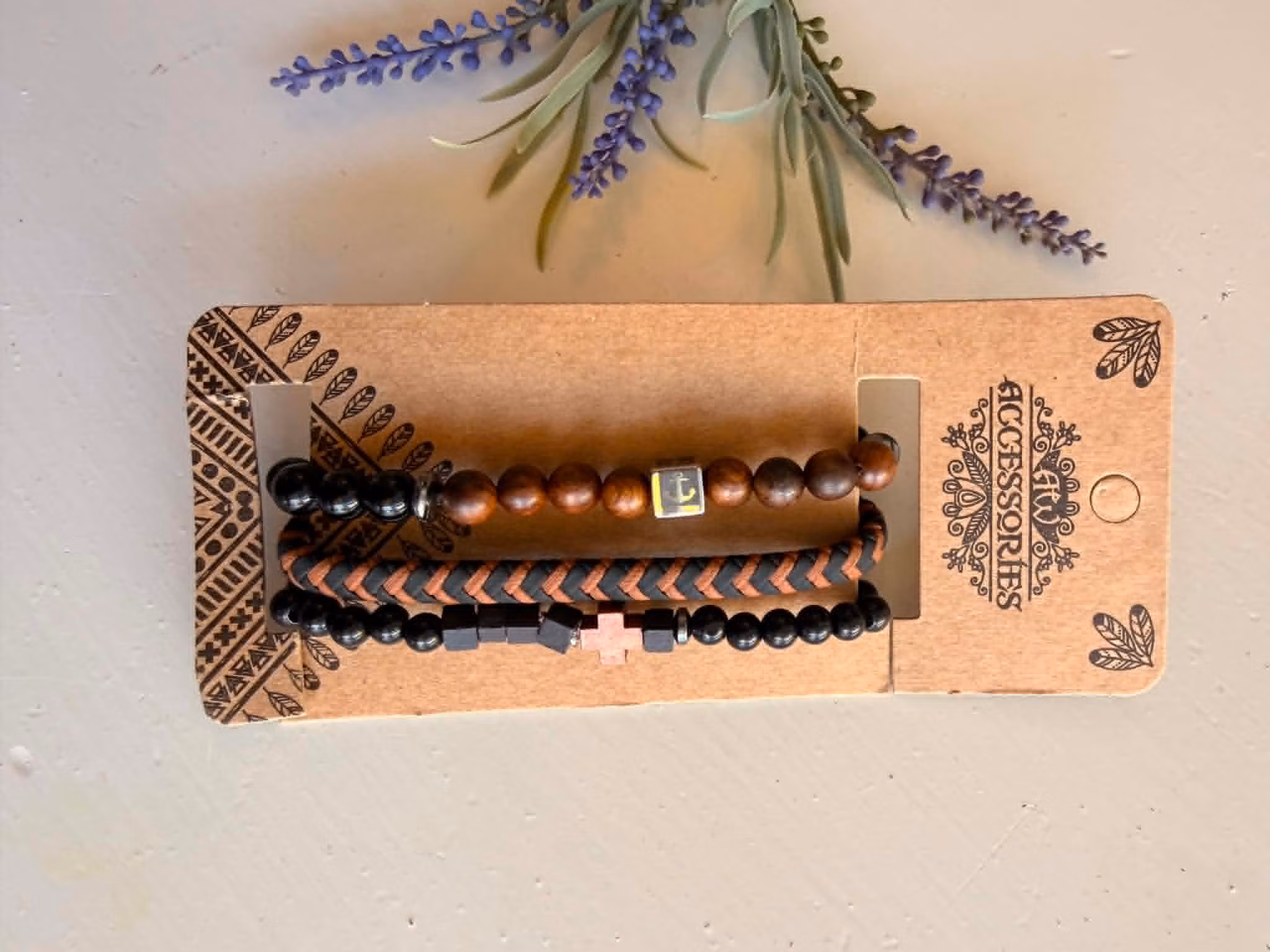 Armbandsset för män –  brun