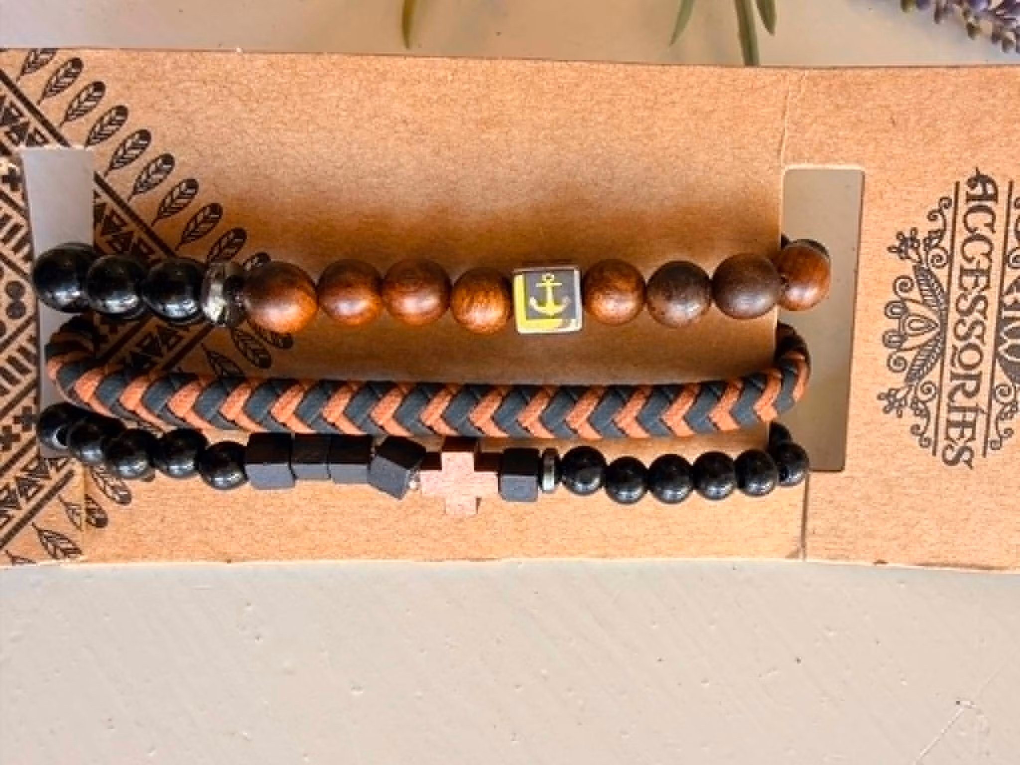 Armbandsset för män –  brun
