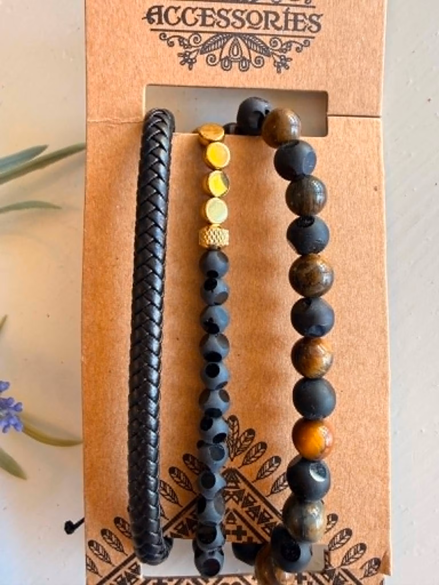 Armbandsset för män –  brun