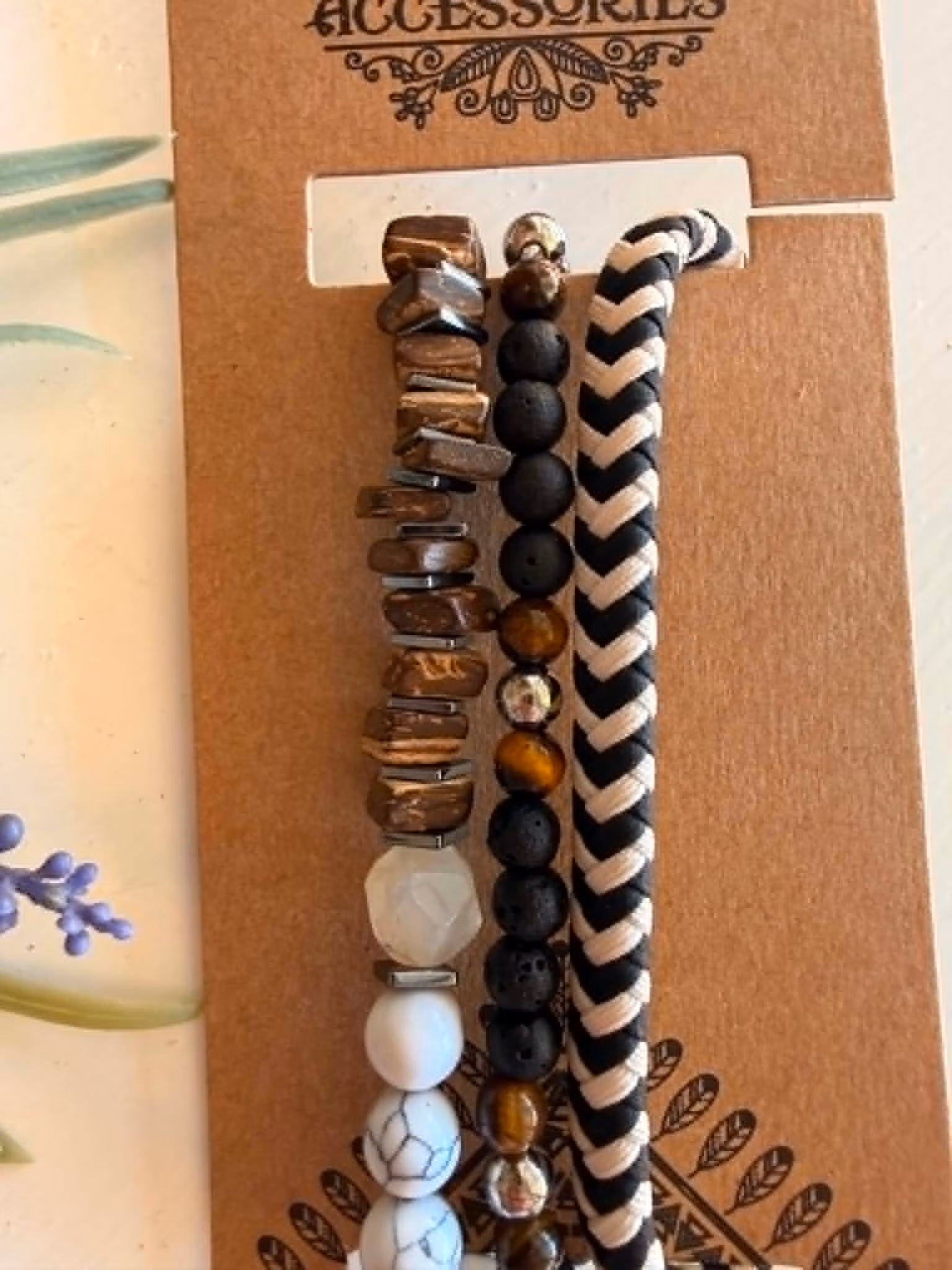 Armbandsset för män – svart‑vit