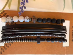Armbandsset för män – svart‑vit
