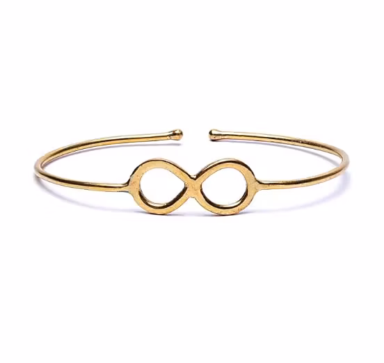 Infinity‑armband i mässing