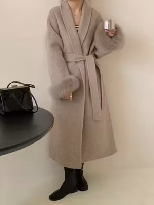 Betsy long fur coat- deep beige