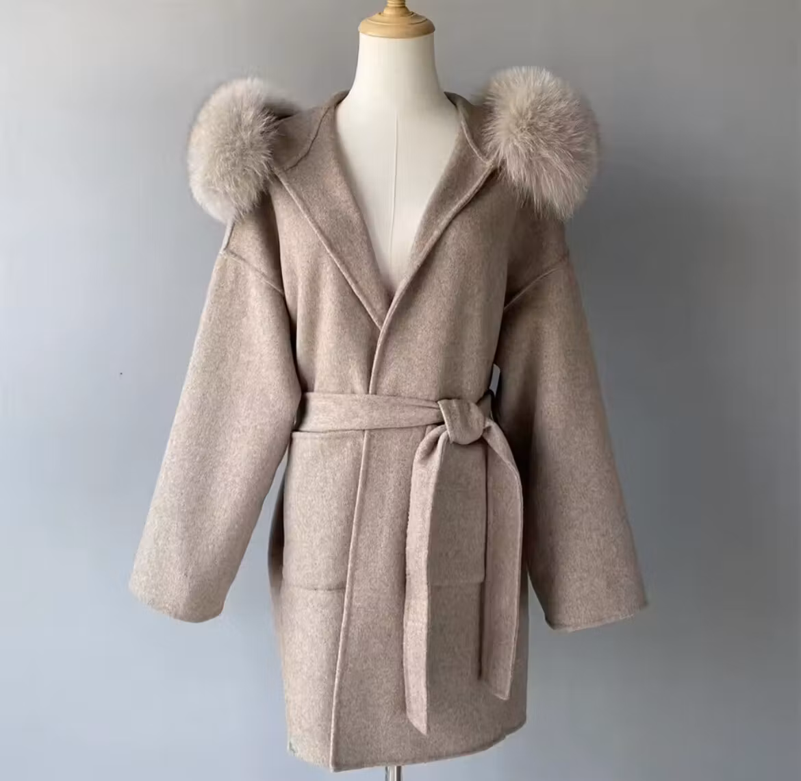 Noelia fur coat- deep beige