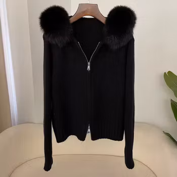 Glinda fur jacket- black