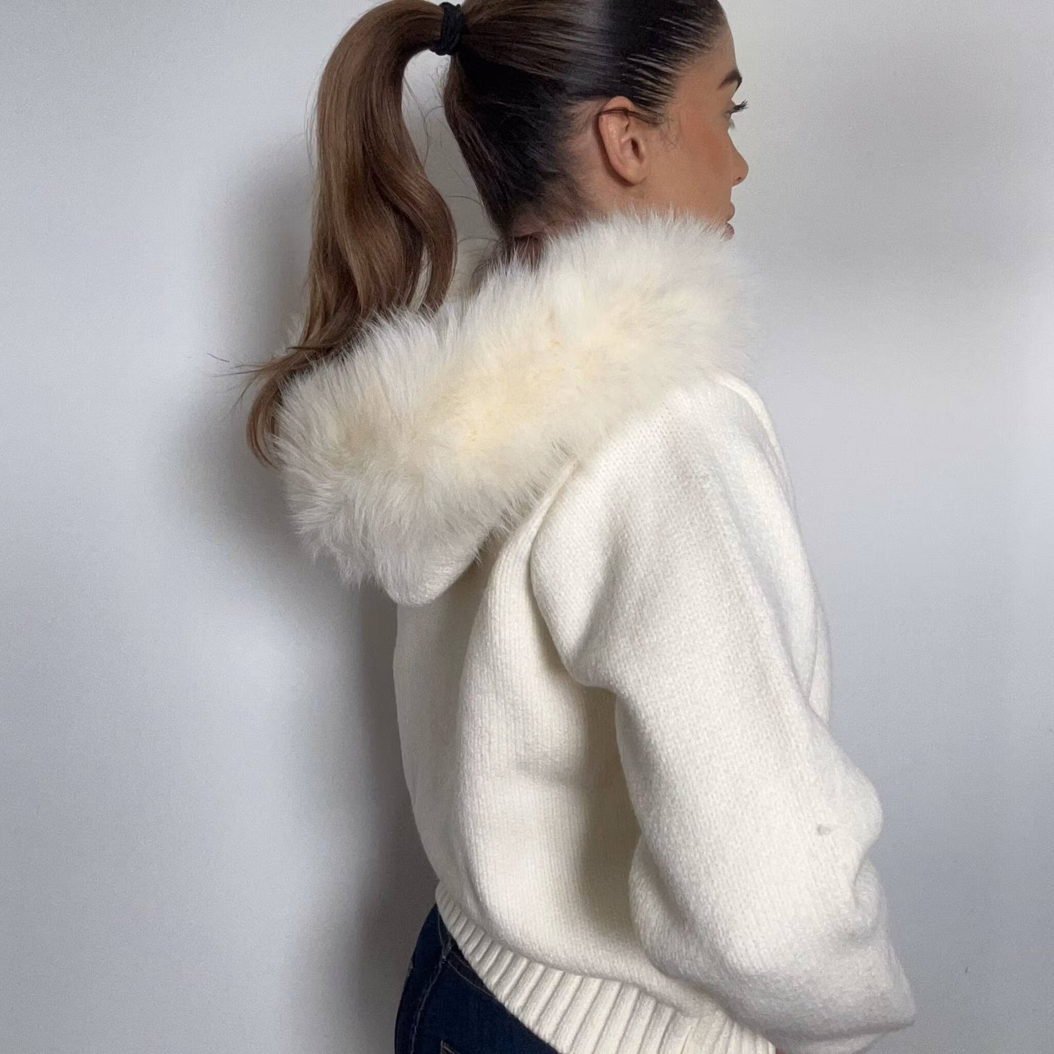 Glinda fur jacket- creamy white