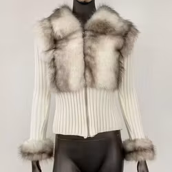 Alara fake fur jacket- beige/whte