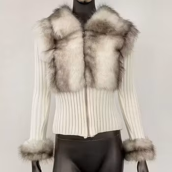 Alara fake fur jacket- beige/whte