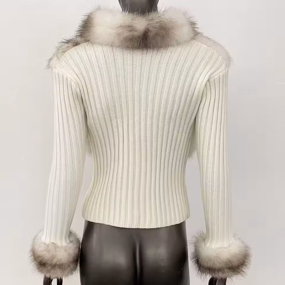 Alara fake fur jacket- beige/whte