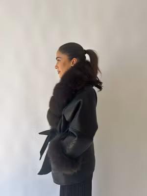 Jennie fur jacket- black/intense brown