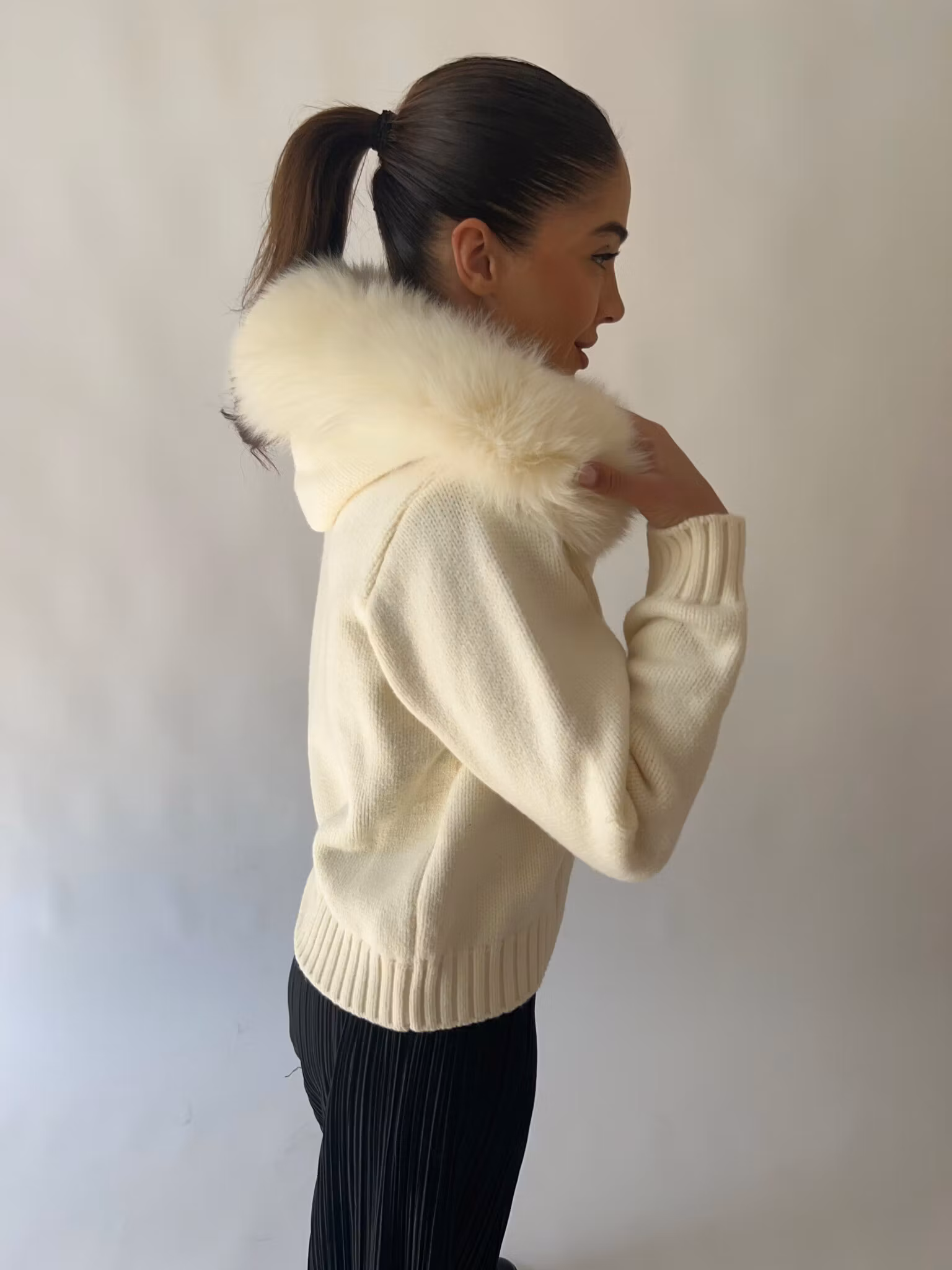 Glinda fur jacket- creamy white