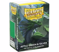 Dragon Shield Dual Matte Sleeves: Apple Green & Silver (100 Stycken)
