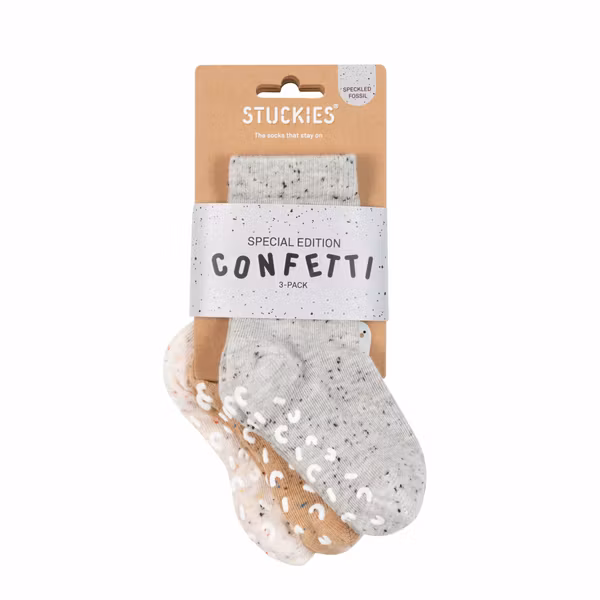 STUCKIES® Classics 3-pack Special Edition Confetti - Babystrumpor som sitter kvar – Barnstrumpor