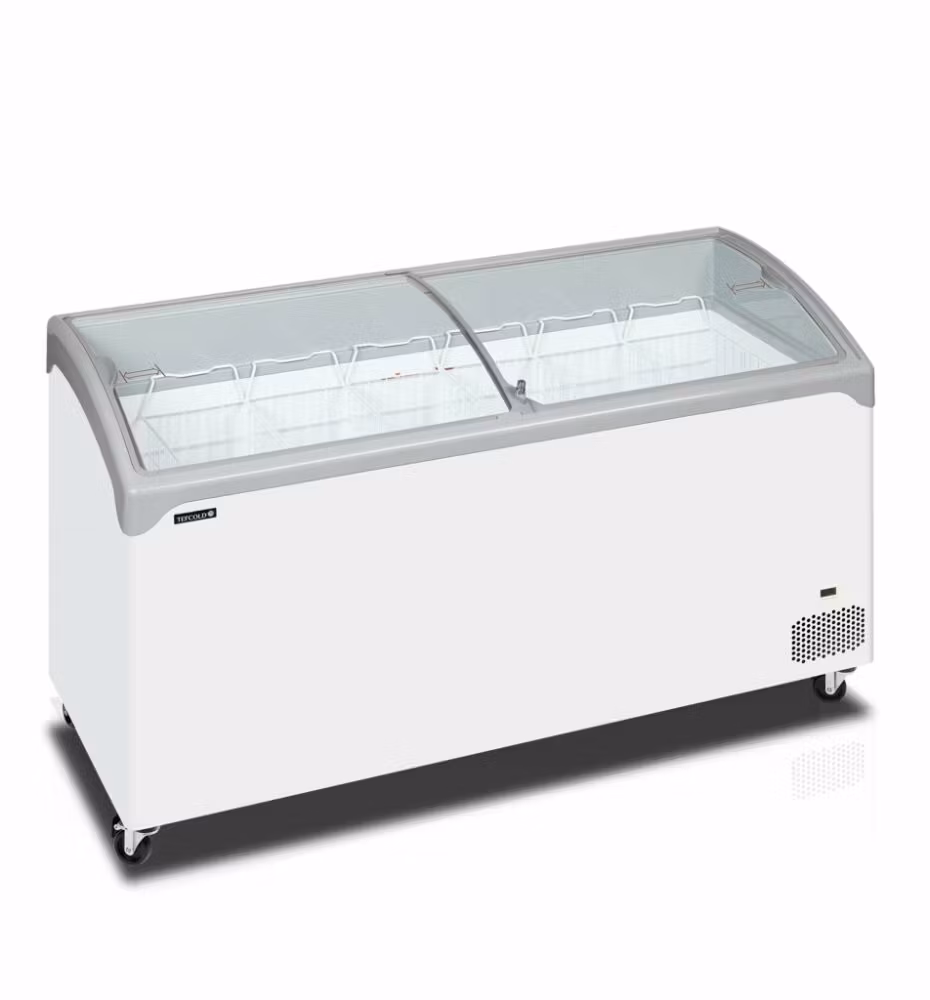 Glassfrys m. böjt skjutlock 475L