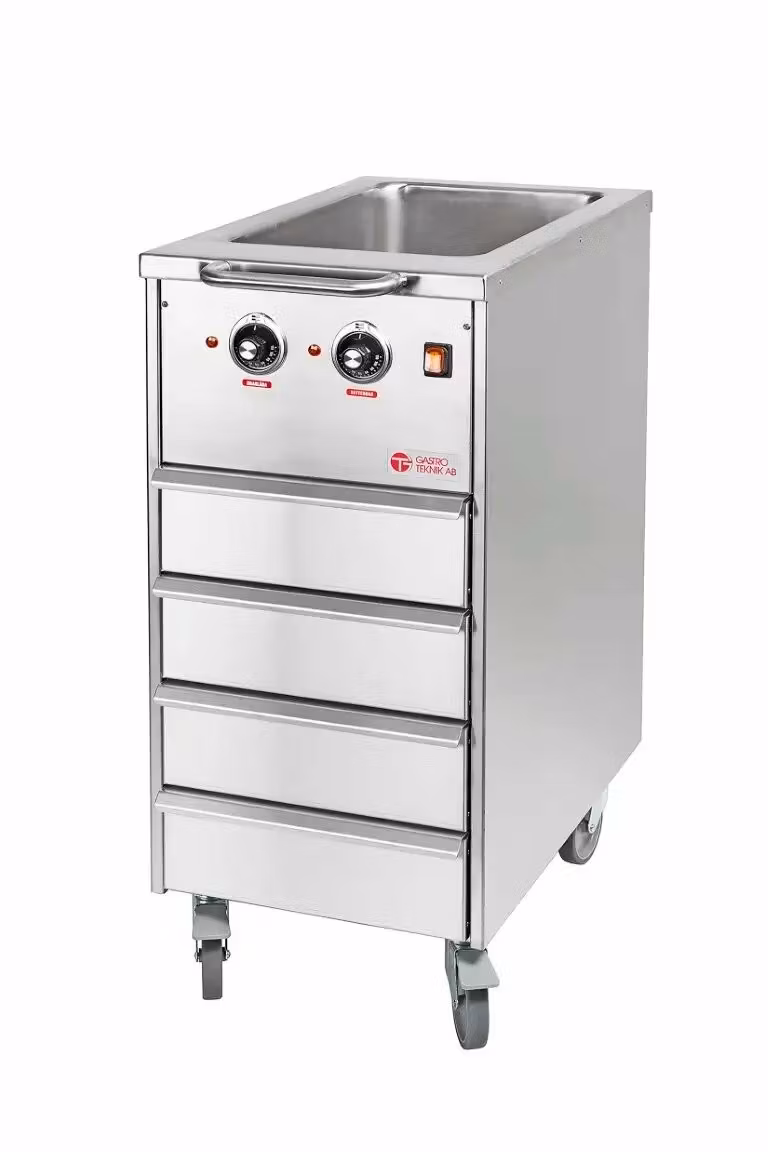 Värmevagn med vattenbad, 4 st draglådor