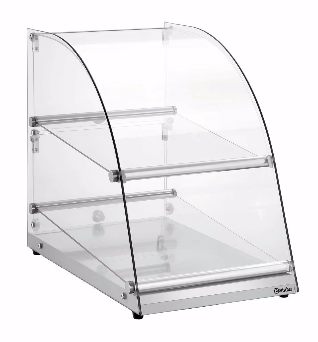 Buffedisplay 360 med 2 hyllplan, glas