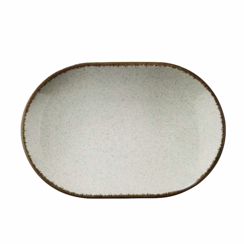 Tallrik halvdjup oval 32cm grön , 6st