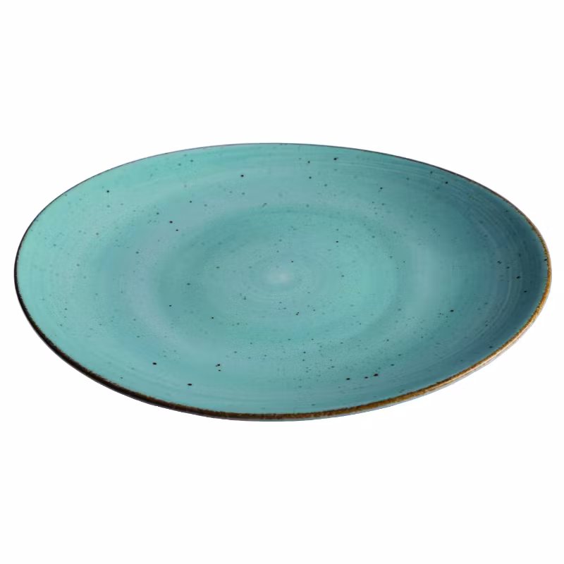 Tallrik oval handmålat turkos 30,5cm, 6st