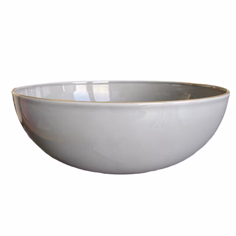 Skål 125cl 20cm Grå utan prickar med rand, 6st